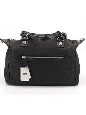 Michael Kors Black Greyson MK Logo Duffel with Silver Hardware